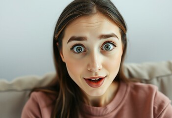 Surprised female face with a bright and sharp focus on her eyes