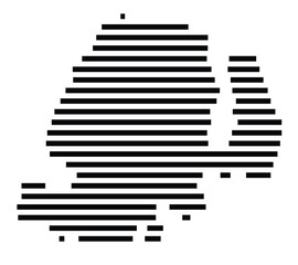 Symbol Map of the Island Beqa (Fiji) showing the island with horizontal black lines
