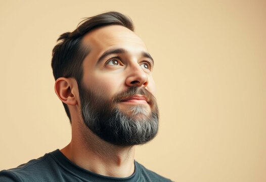 Portrait of a man with a beard, looking thoughtful