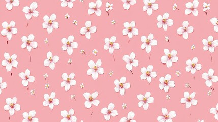 Delicate White Flowers on a Pink Background