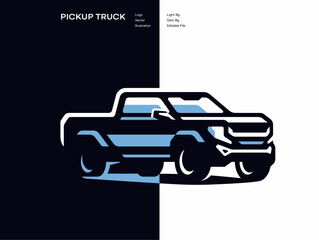 Pickup truck vector logo illustration design template