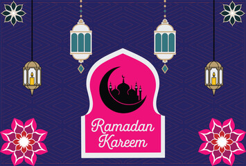 Naklejka premium Ramadan Kareem Greeting Background Template