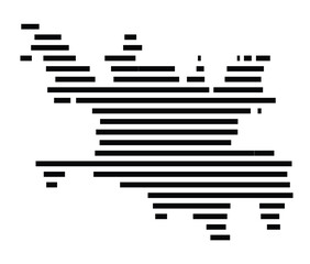 Symbol Map of the Island Yadua (Fiji) showing the island with horizontal black lines