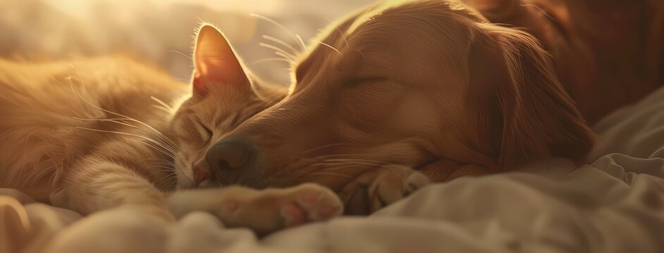 Warm Sunset Nap Time for Cat and Dog