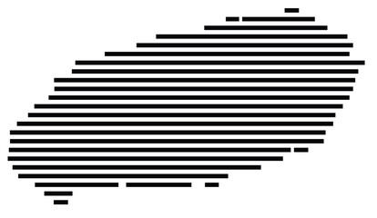 Symbol Map of the Island Jeju (South Korea) showing the island with horizontal black lines