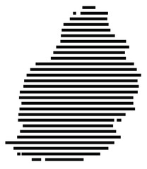 Symbol Map of the Island Ile Maurice (Mauritius) showing the island with horizontal black lines
