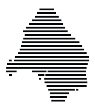 Symbol Map of the Island Mai'ao (French Polynesia) showing the island with horizontal black lines