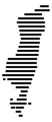 Symbol Map of the Island Tablas (Philippines) showing the island with horizontal black lines
