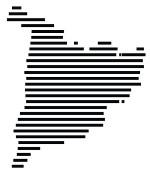 Symbol Map of the Island Panay (Philippines) showing the island with horizontal black lines