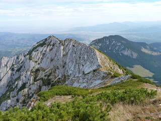 Hiking in Romania. The Piatra Craiului ridge in the Carpathian mountains