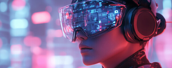 Futuristic Tech Scene Featuring Blending AI with Digital Gadgets and Devices