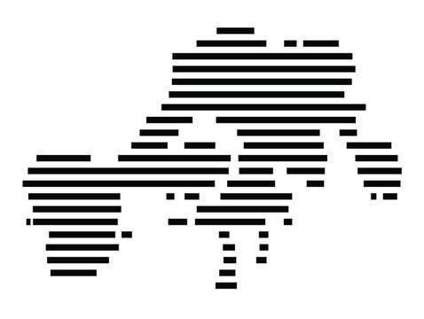 Symbol Map of the Island Vava'u 'Uta (Tonga) showing the island with horizontal black lines