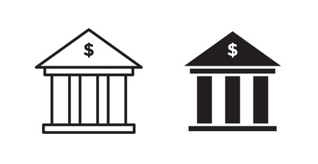 Bank building vector web icons set