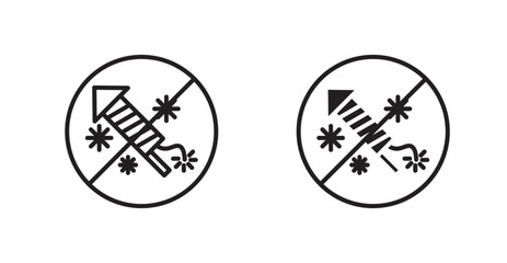 Ban on fireworks vectors web signs set