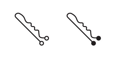 Bobby pin vector web icons set