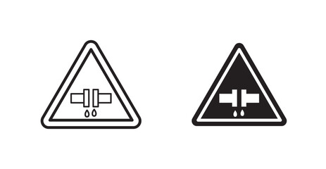 Caution safety leak of water or chemical material vectors web signs set