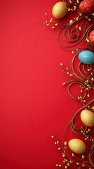 Minimalist Easter Design with Colorful Eggs and Decorative Elements for Spring Celebrations