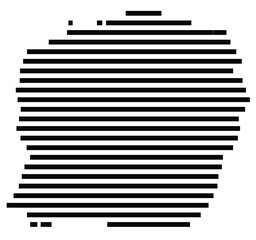 Symbol Map of the Island Gaua (Vanuatu) showing the island with horizontal black lines