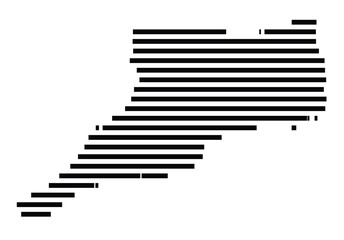 Symbol Map of the Island Mota Lava (Vanuatu) showing the island with horizontal black lines