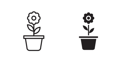 Flowerpot vector web icons set