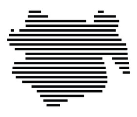 Symbol Map of the Island Tegua (Vanuatu) showing the island with horizontal black lines