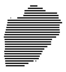 Symbol Map of the Island Tongoa (Vanuatu) showing the island with horizontal black lines