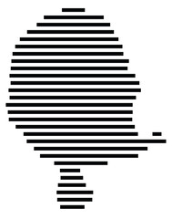 Symbol Map of the Island Vanua Lava (Vanuatu) showing the island with horizontal black lines