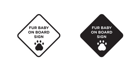 Fur baby on board vectors web signs set