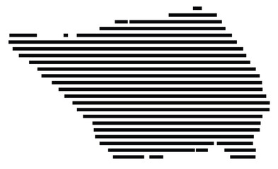 Symbol Map of the Island Savai'i (Samoa) showing the island with horizontal black lines