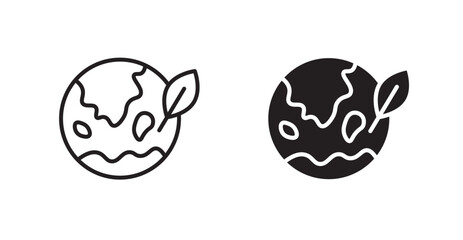 Green earth planet vector web icons set