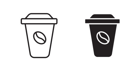 Hot coffee cup vector web icons set