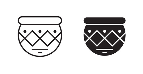 Indian pot vector web icons set