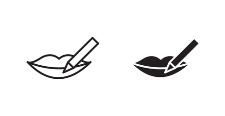 Lip pencil vector web icons set