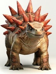 Fototapeta premium Spiked Dinosaur Model on Display in a Studio Setting with Creative Lighting