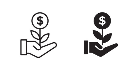 Money tree vector web icons set