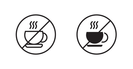 No coffee cup sign vectors set in black. line and flat versions