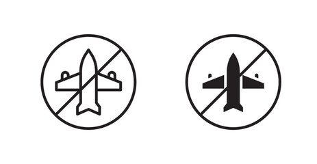 Fototapeta premium No plane sign vectors set in black. line and flat versions