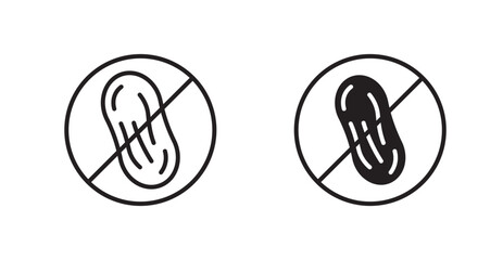 No peanut sign vectors set in black. line and flat versions