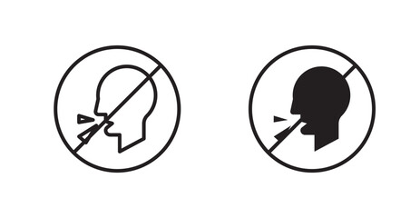 No talking sign vectors set in black. line and flat versions