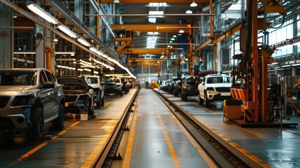 Modern Automotive Assembly Line in Factory