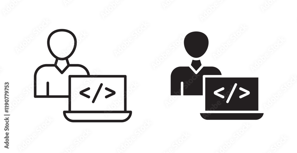 Wall mural programmer vector web icons set