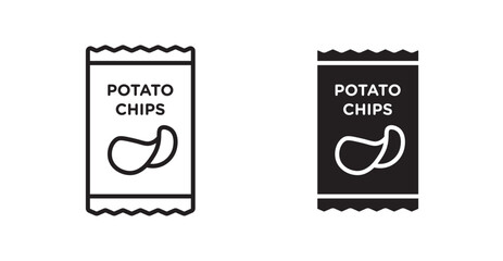 Potato chips vector web icons set