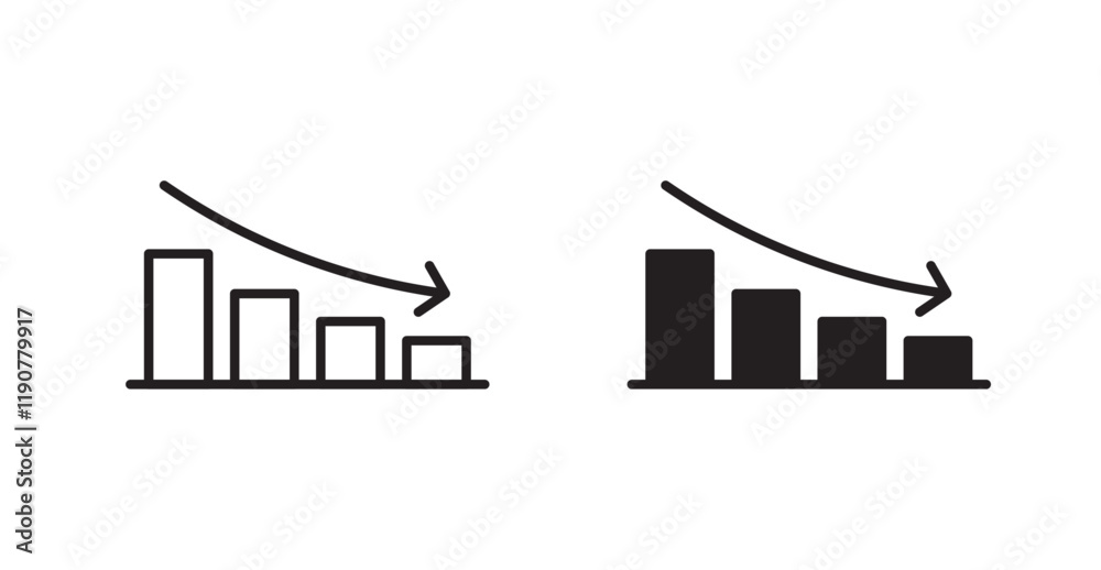 Aufkleber Reduction chart vector web icons set