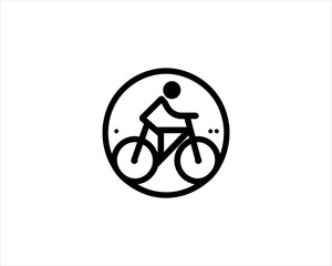 Fototapeta premium Bicycle icon vector logo template. Line art Bicycle logo design icon symbol vector illustration. Bicycle sign