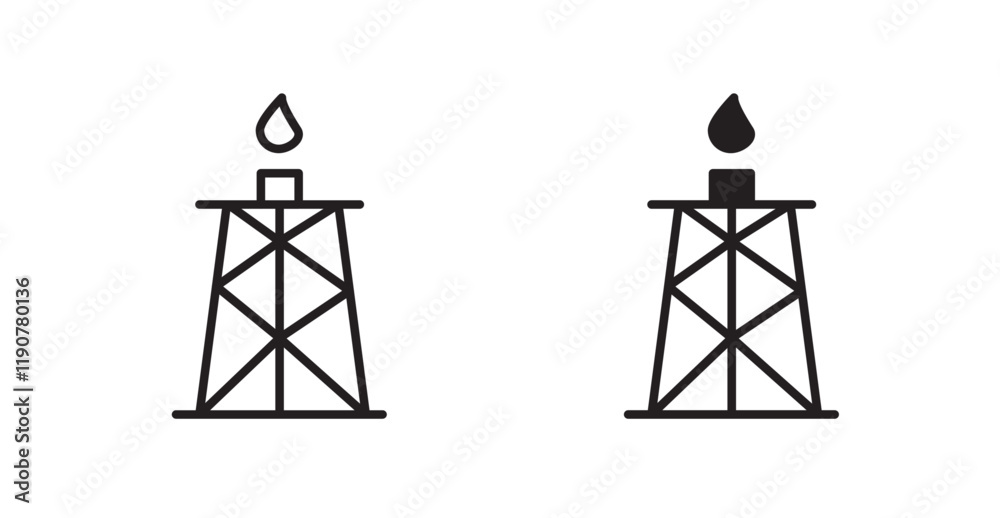 Poster shale gas rig vector web icons set