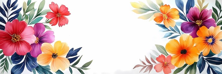 Elegant Watercolor Floral Border Frame