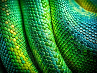 Obraz premium Green Python Snake Skin Texture Background: Abstract Generative AI Art for Design
