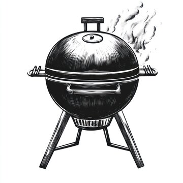 recommend clip art: Smoking sphere grill outdoor cooking summer