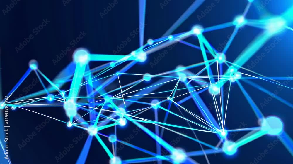 Wall mural exploration of dynamic blue network connections illustrating technology and data flow