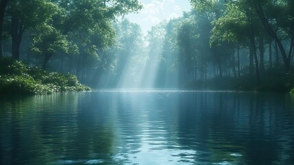 Fototapeta premium Mystical waterscape depicting a serene natural setting